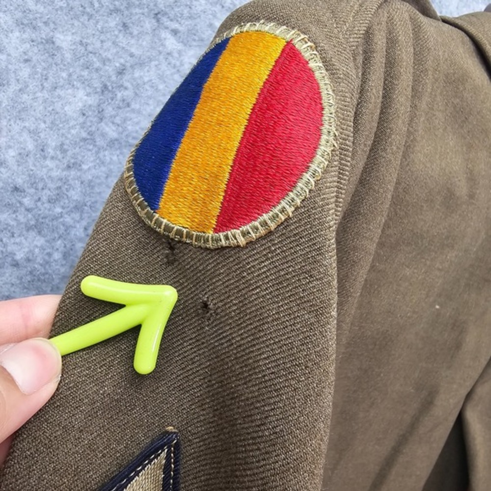 Vintage 40s WWII Uniform Coat Men 36R XS Green Wool US Army ETO Sergeant General - Picture 8 of 16